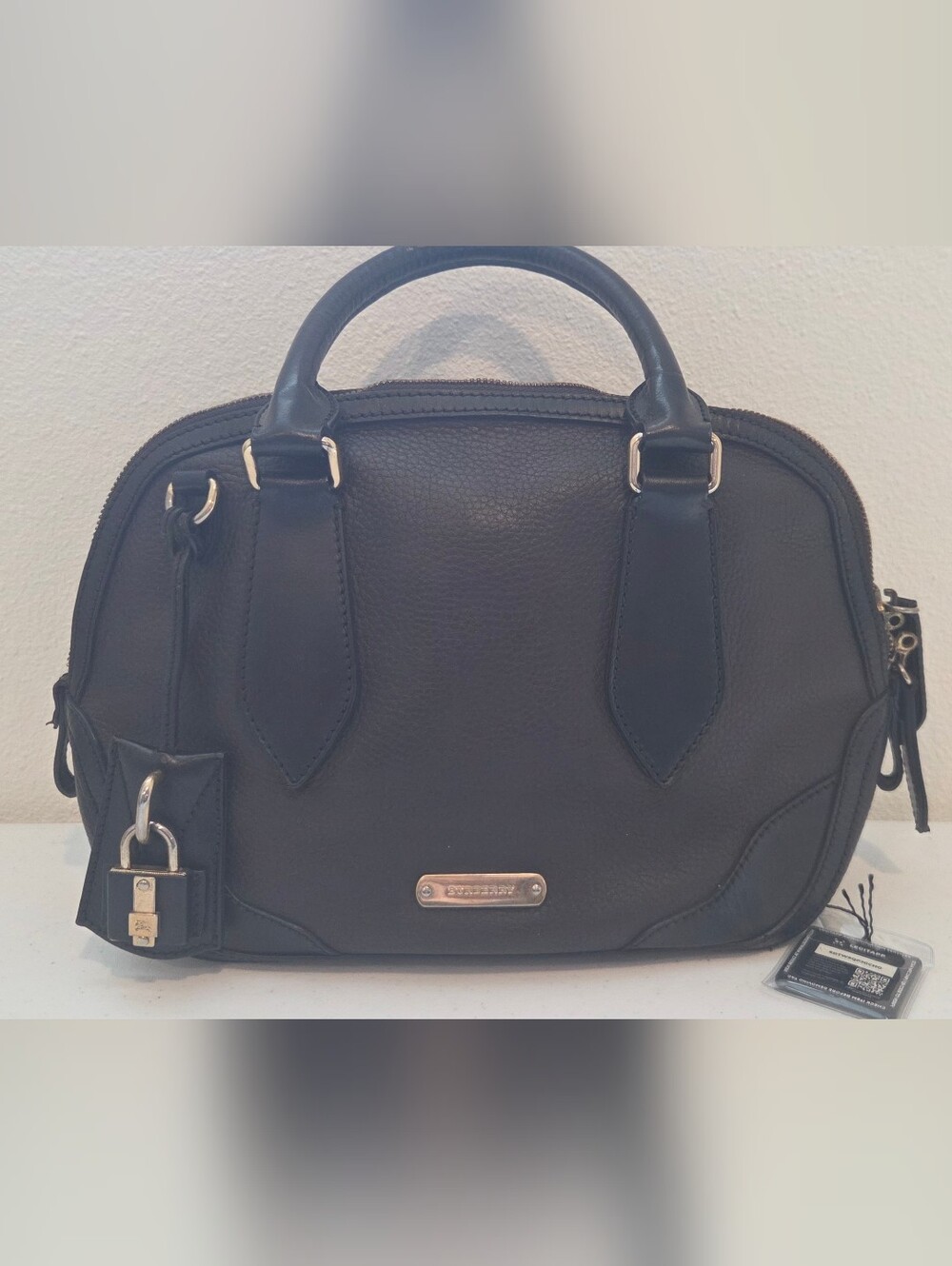 Burberry Small Orchard Bowling Bag – Black Leather